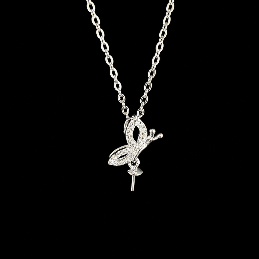 Sideways Butterfly Sparkle Pendant