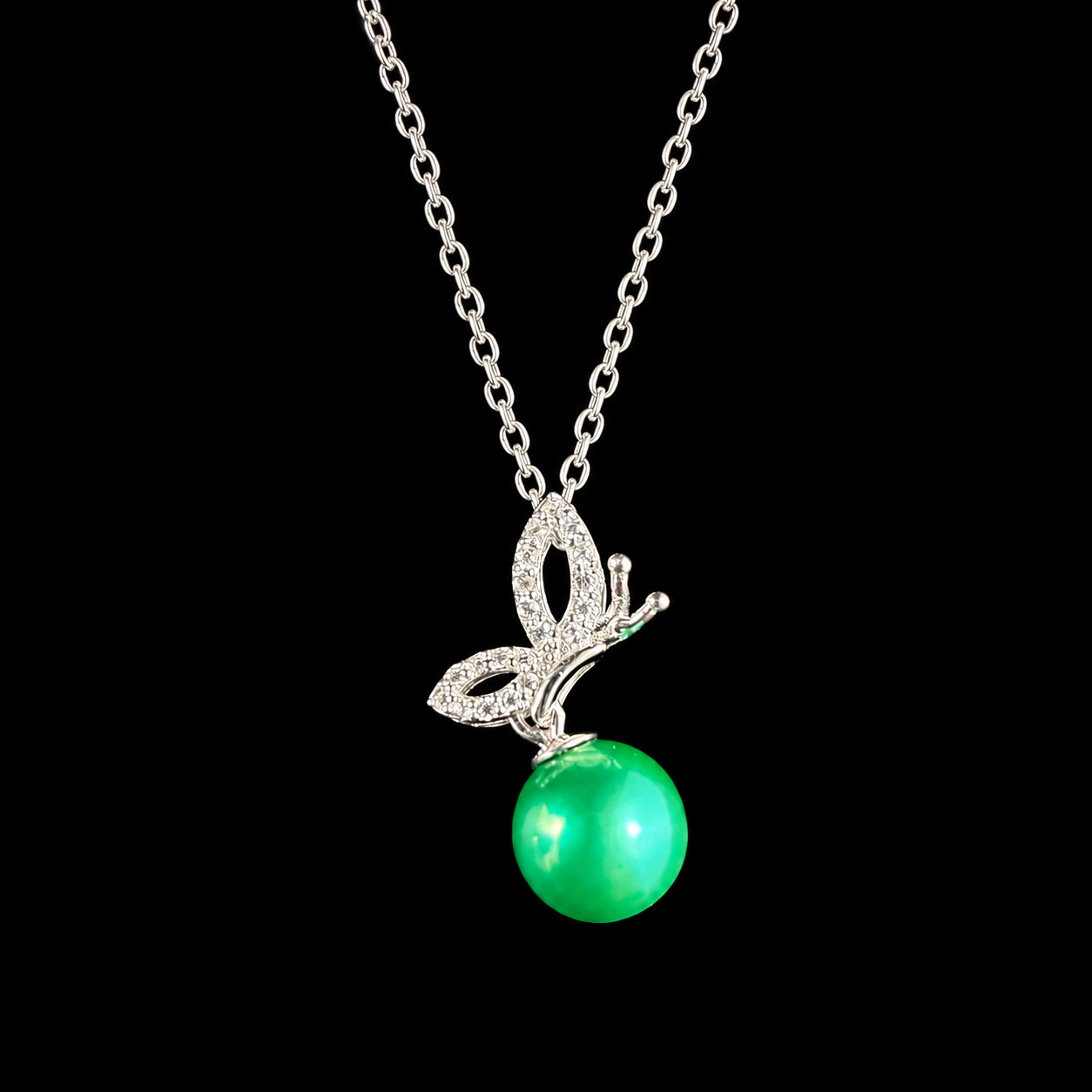 Sideways Butterfly Sparkle Pendant