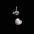 Flat Heart Mini Pearl Stud Earrings