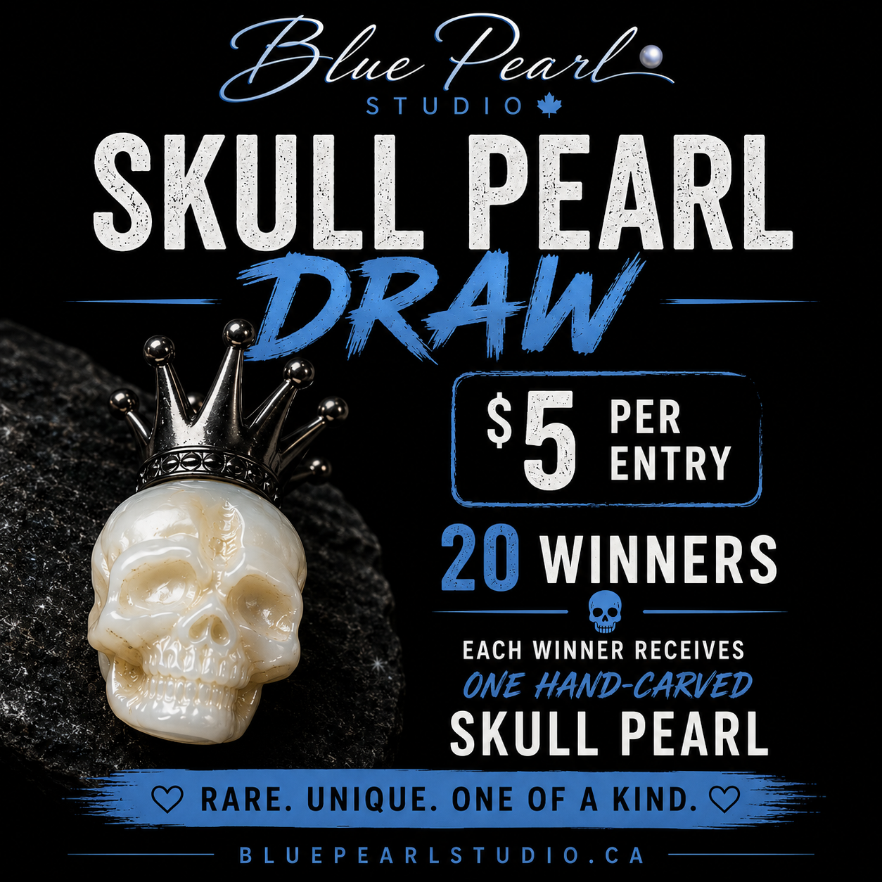 💀 Hand-Carved Skull Pearl Draw
