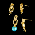 Gold Modern Link Pearl Earrings