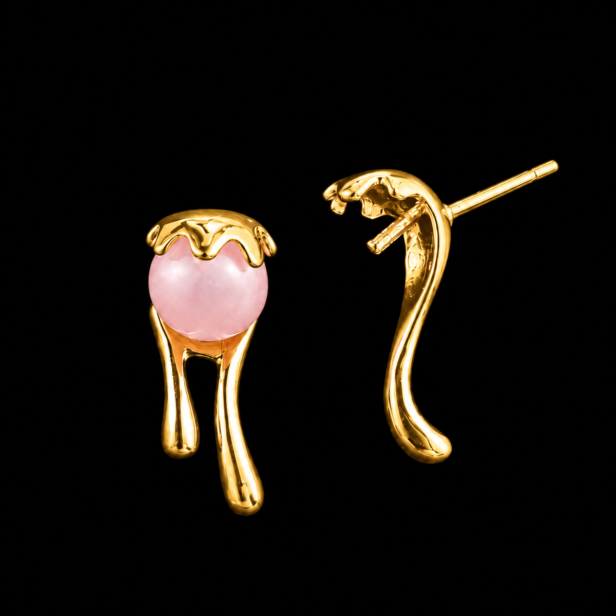 Gold Drippy Stud Earrings