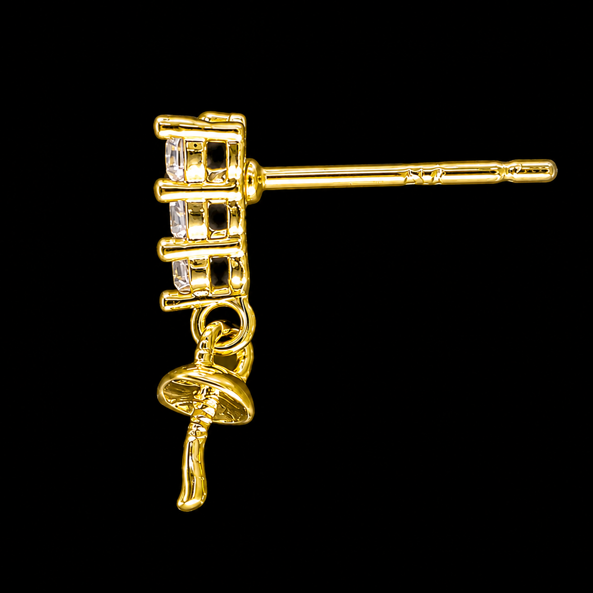 Gold Crystal Bar Pearl Drop Earrings
