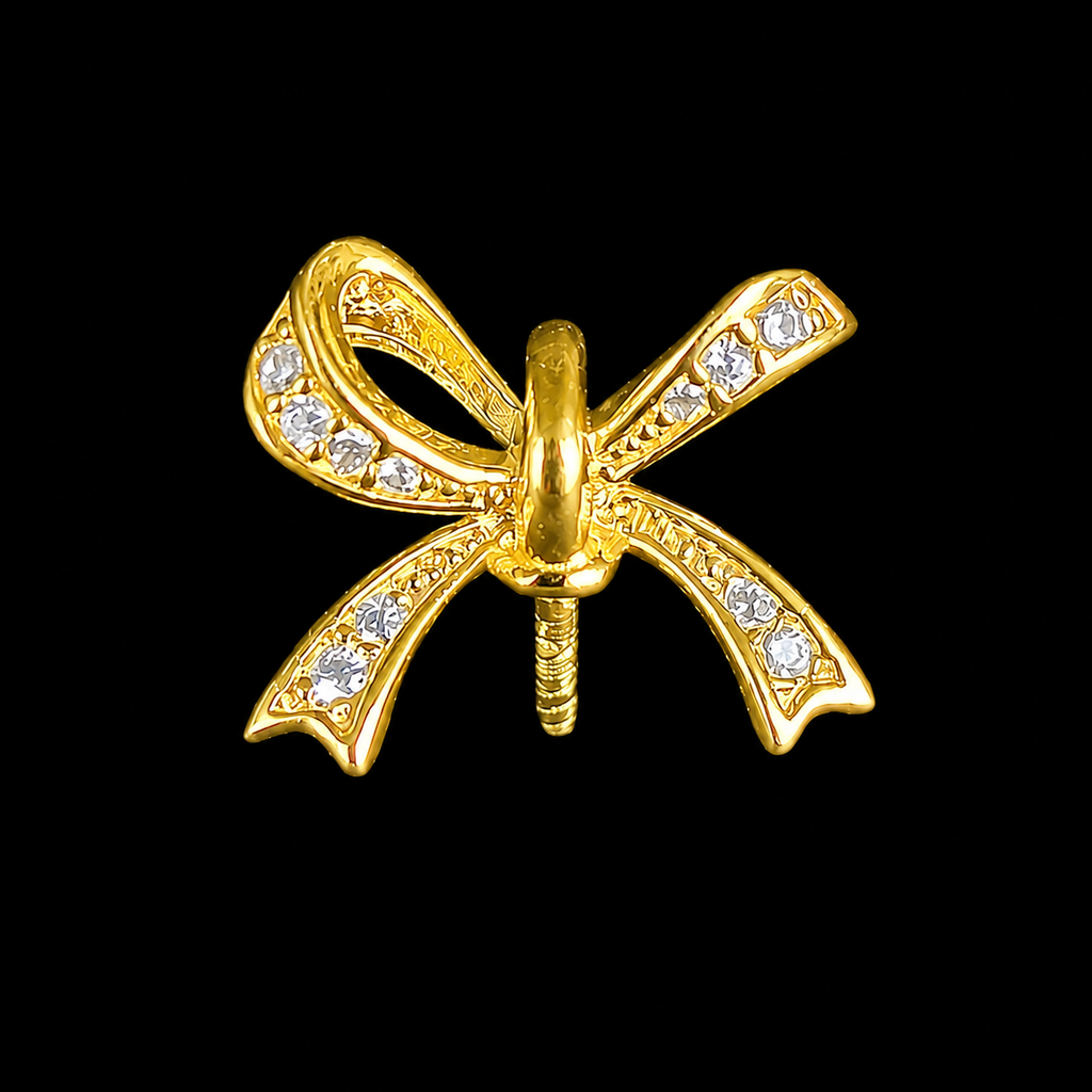 Gold Pearl Gift Bow Pendant