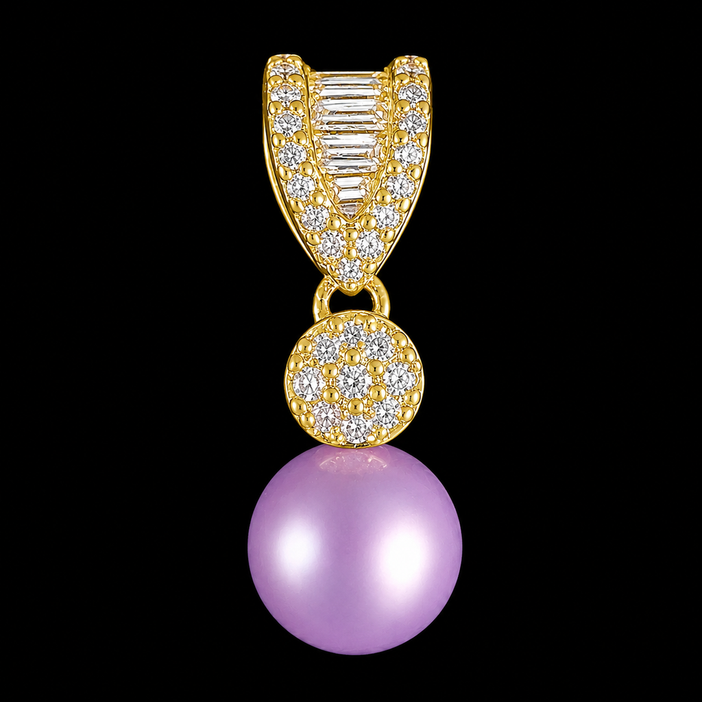 Gold Brilliant Pavé Pearl Pendant