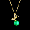Gold Sideways Butterfly Sparkle Pendant