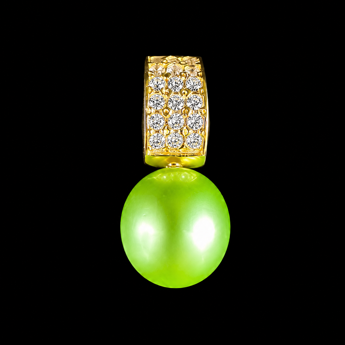 Gold Brilliant Pavé Pearl Stud Earrings