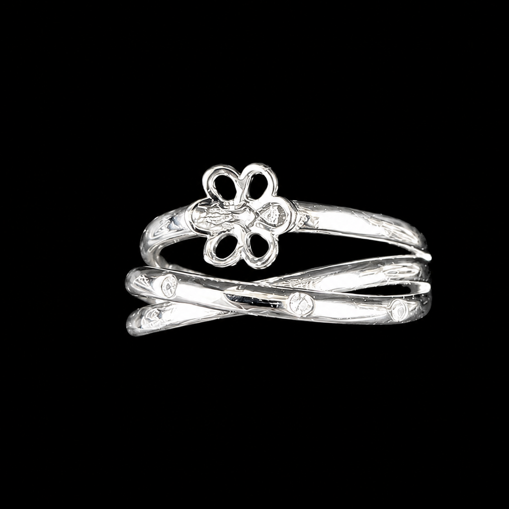Silver Twisted Glow Pearl Ring