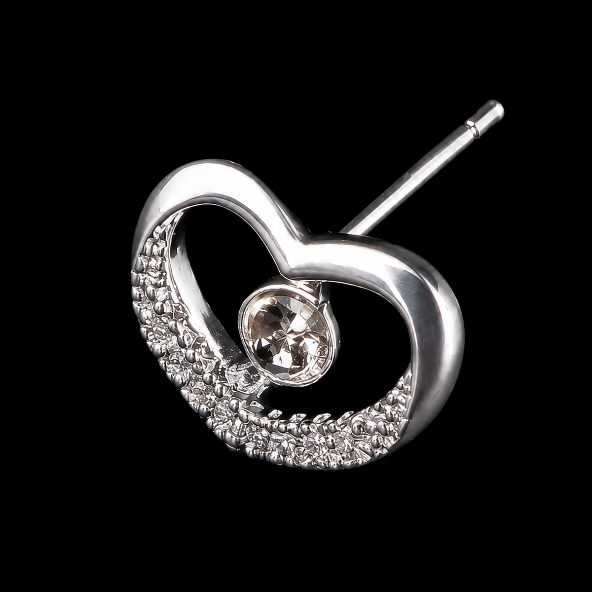 White Gold Heart Sparkle Earrings