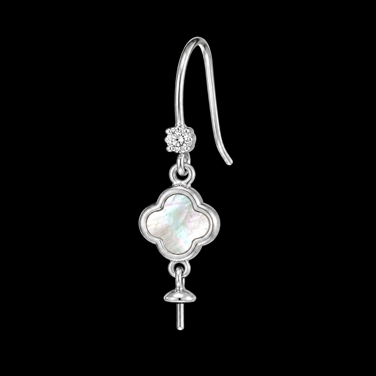 Silver Mother of Pearl Clover Earrings