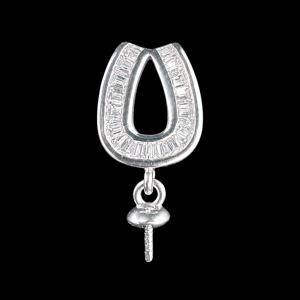 White Gold Lucky Horseshoe Pearl Pendant