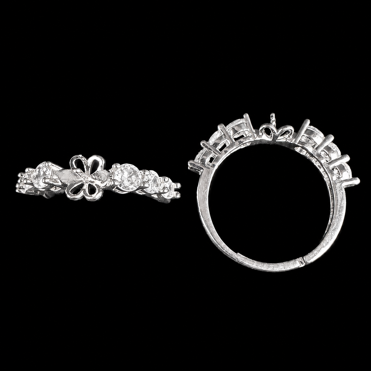 White Gold Polished Spark Pearl Ring