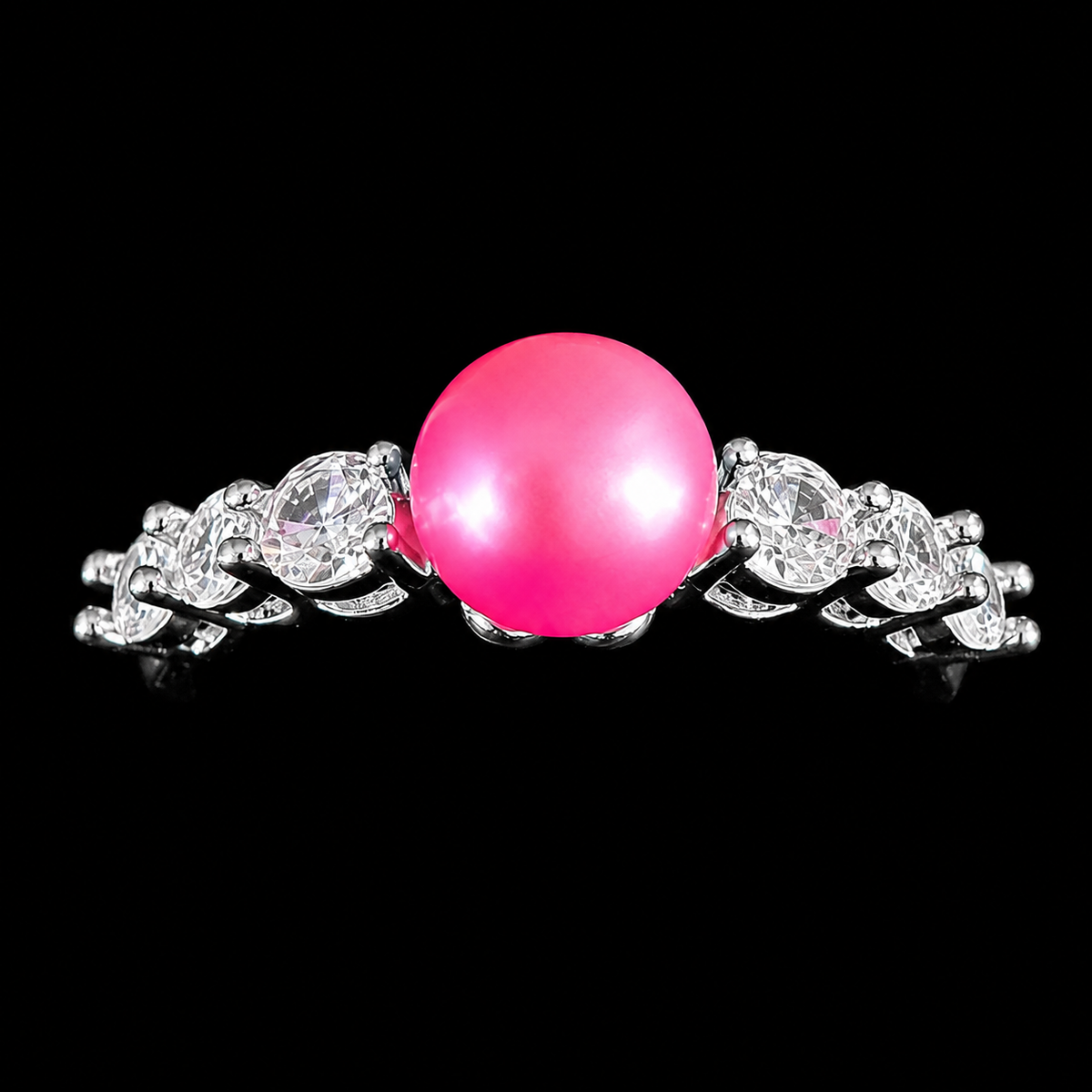 White Gold Polished Spark Pearl Ring