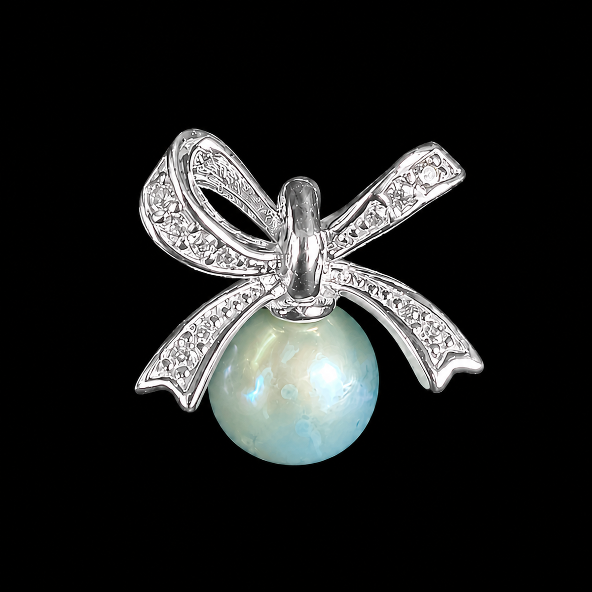 Silver Pearl Gift Bow Pendant